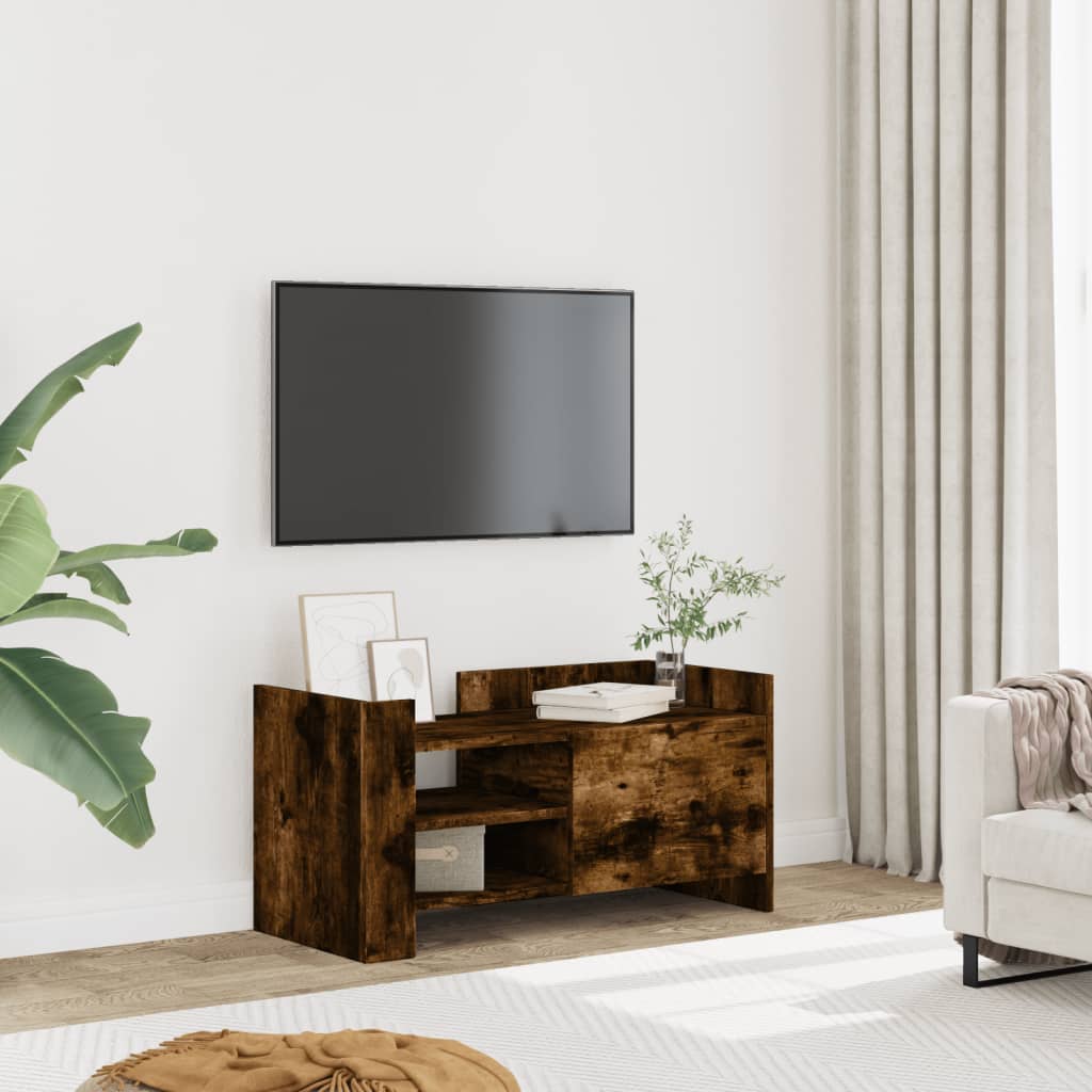 vidaXL Meuble TV chêne fumé 80x35x40 cm bois d'ingénierie