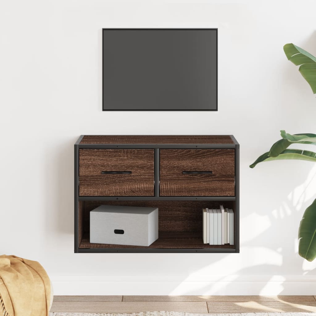 vidaXL Meuble TV chêne brun 60x31x39,5 cm bois d'ingénierie et métal