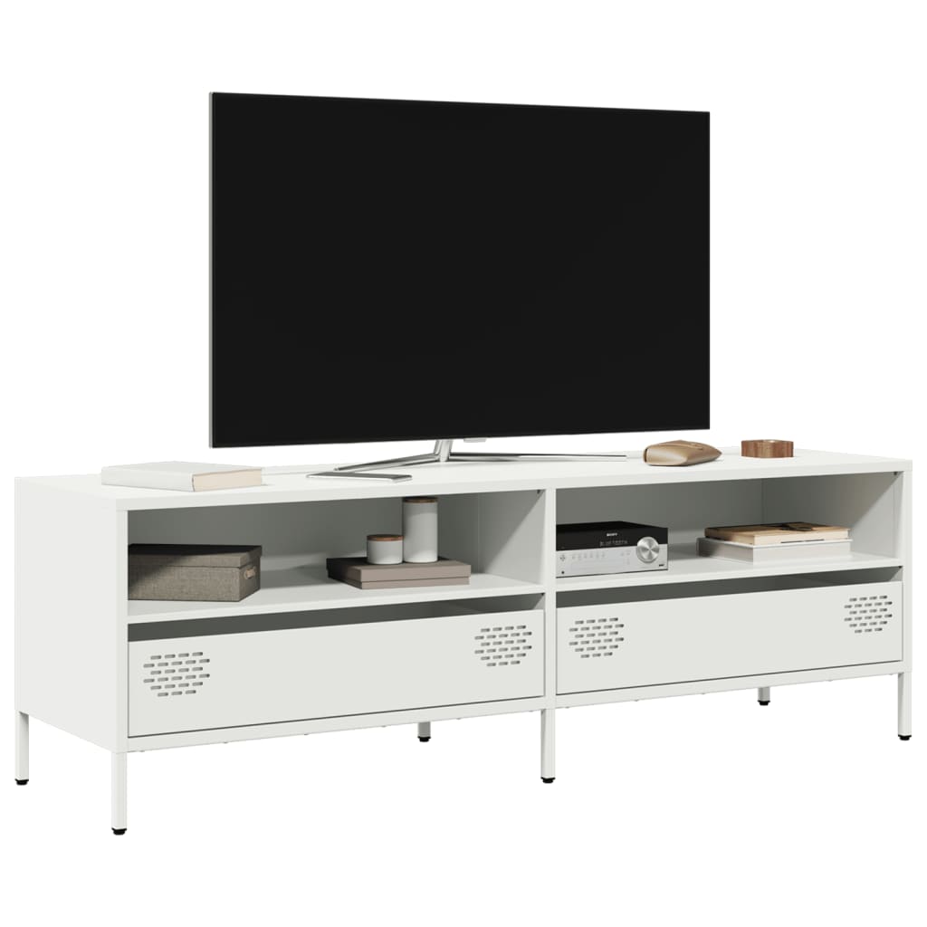 vidaXL Meuble TV blanc 135x39x43,5 cm acier laminé à froid