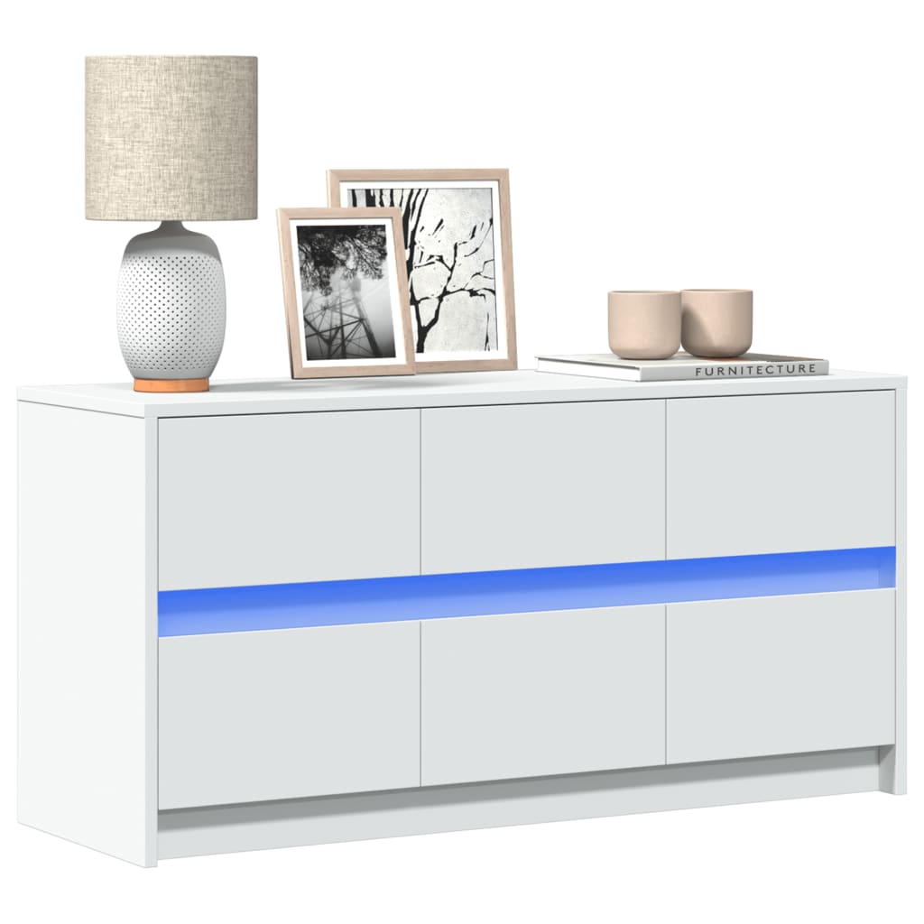 vidaXL Meuble TV avec LED blanc 100x34x50 cm bois d'ingénierie