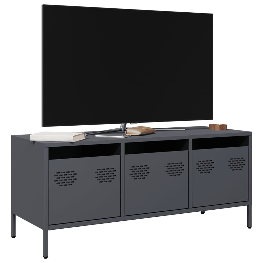 vidaXL Meuble TV anthracite 101,5x39x43,5 cm acier laminé à froid