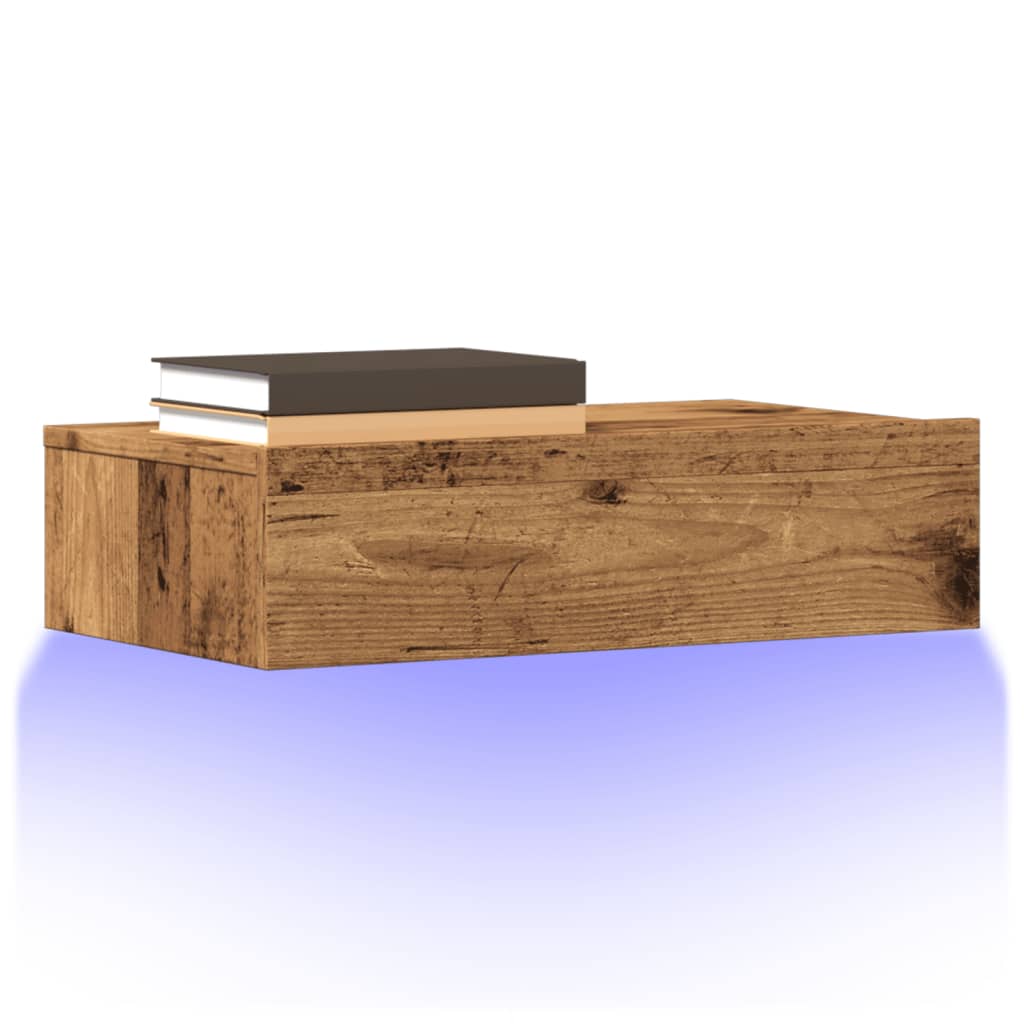 vidaXL Meuble TV avec éclairage LED vieux bois 60x35x15,5 cm
