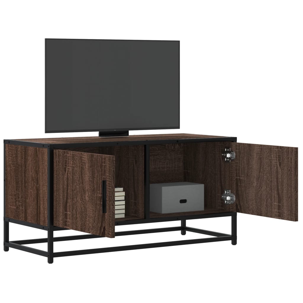 vidaXL Meuble TV chêne marron 80x34,5x40 cm bois d'ingénierie et métal