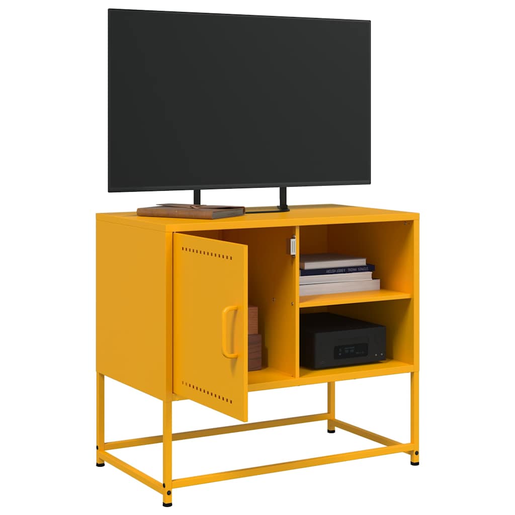 vidaXL Meuble TV jaune moutarde 68x39x60,5 cm acier - Image 4