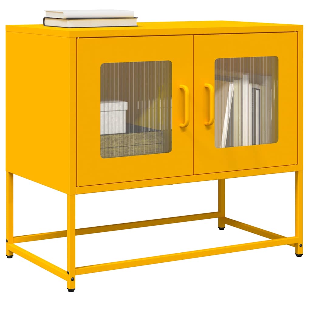 vidaXL Meuble TV jaune moutarde 68x39x60,5 cm acier laminé à froid