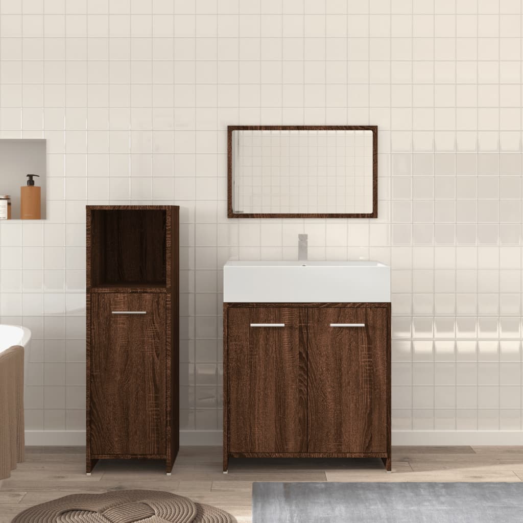 vidaXL Ensemble de meubles de salle de bain 3 pcs Chêne marron
