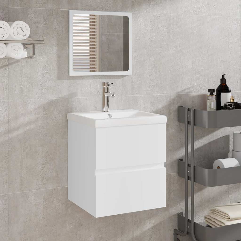 vidaXL Armoire de salle de bain avec miroir blanc bois d'ingénierie