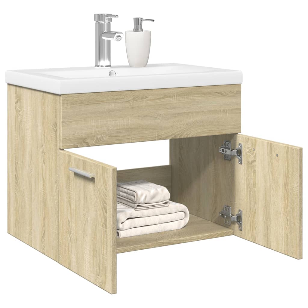 vidaXL Armoire lavabo de salle de bain et bassin intégré chêne sonoma