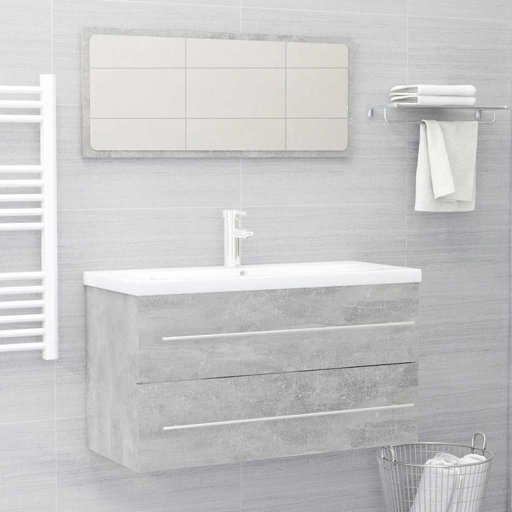 vidaXL Ensemble de meubles de salle de bain 2 pcs Gris béton Aggloméré
