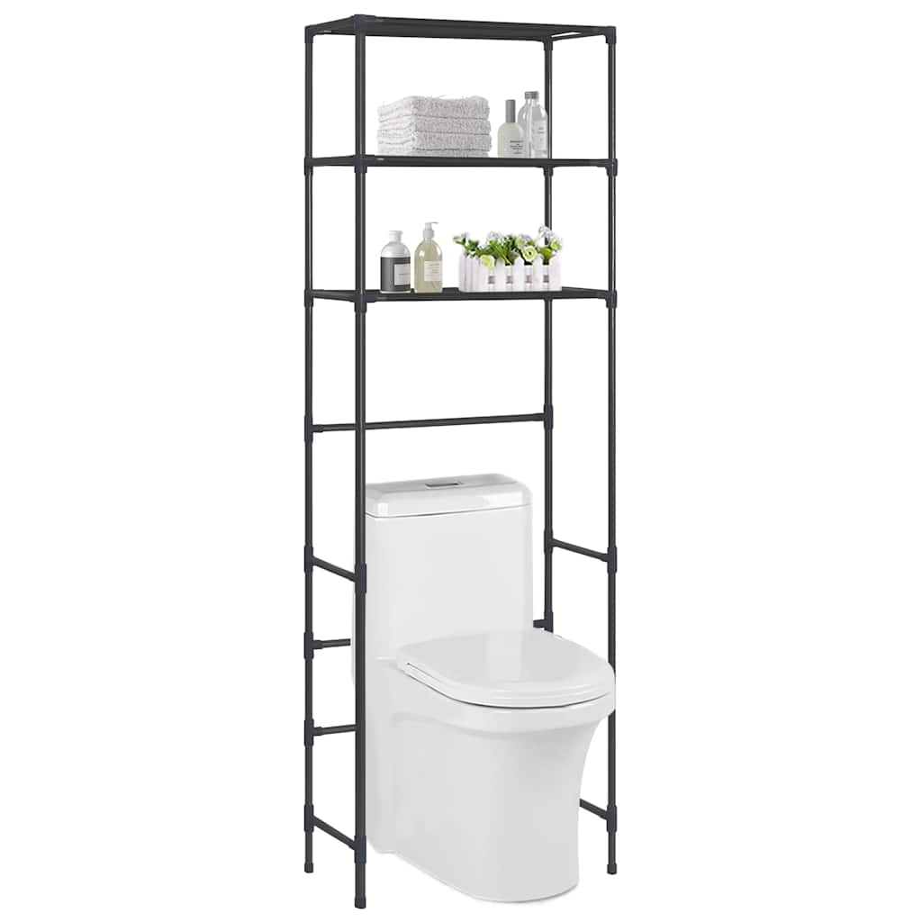 vidaXL Support de rangement de toilette à 3 niveaux Noir 53x28x169 cm