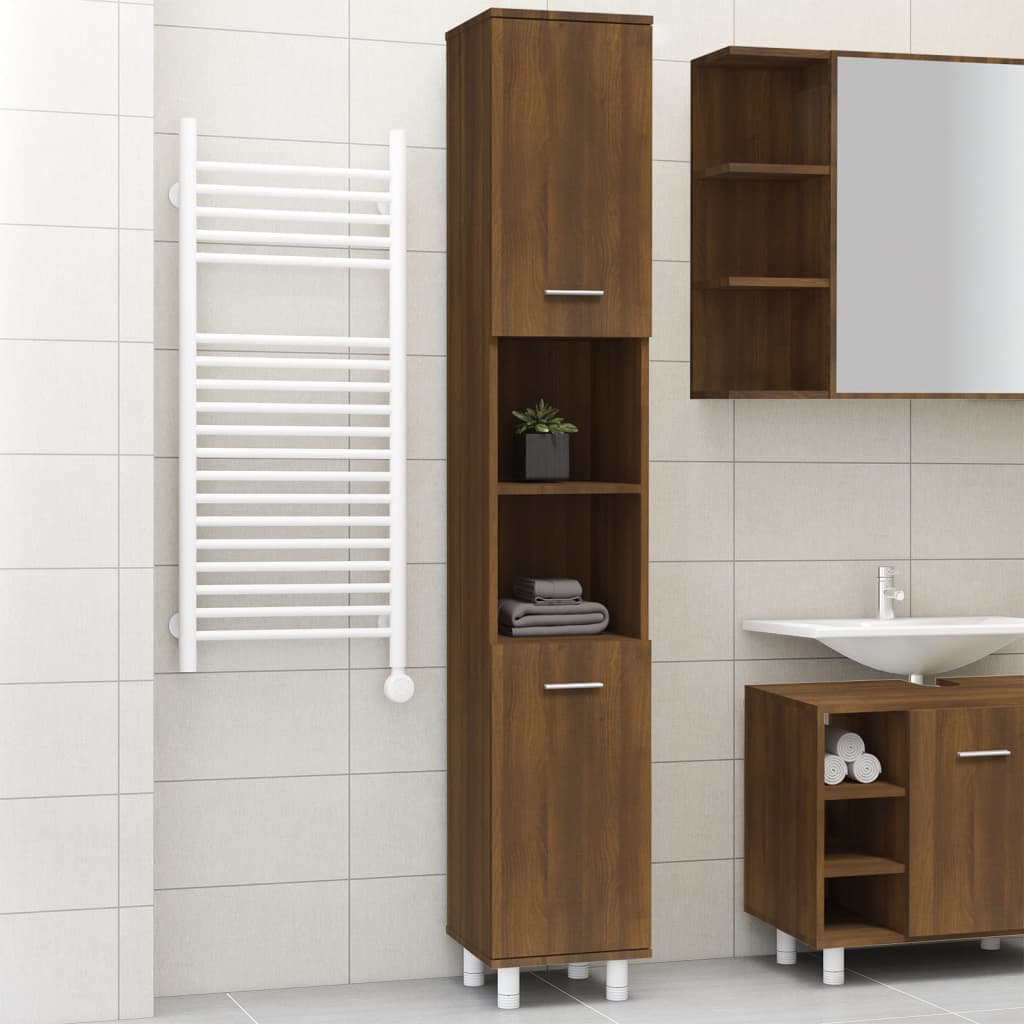 vidaXL Armoire de bain Chêne marron 30x30x179 cm Bois d'ingénierie