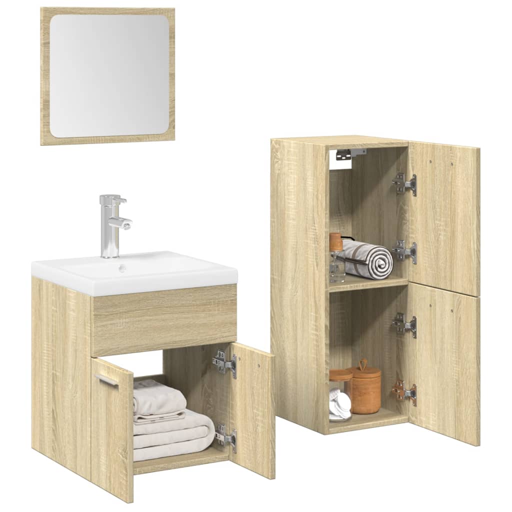 vidaXL Ensemble de meubles de salle de bain 3 pcs chêne sonoma