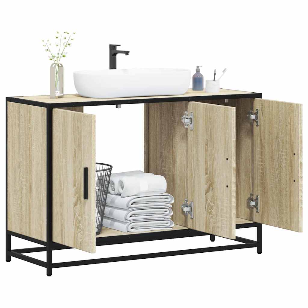 vidaXL Meuble de salle de bain avec lavabo Chêne Sonoma 90 x 33 x 60 cm Bois d'ingénierie