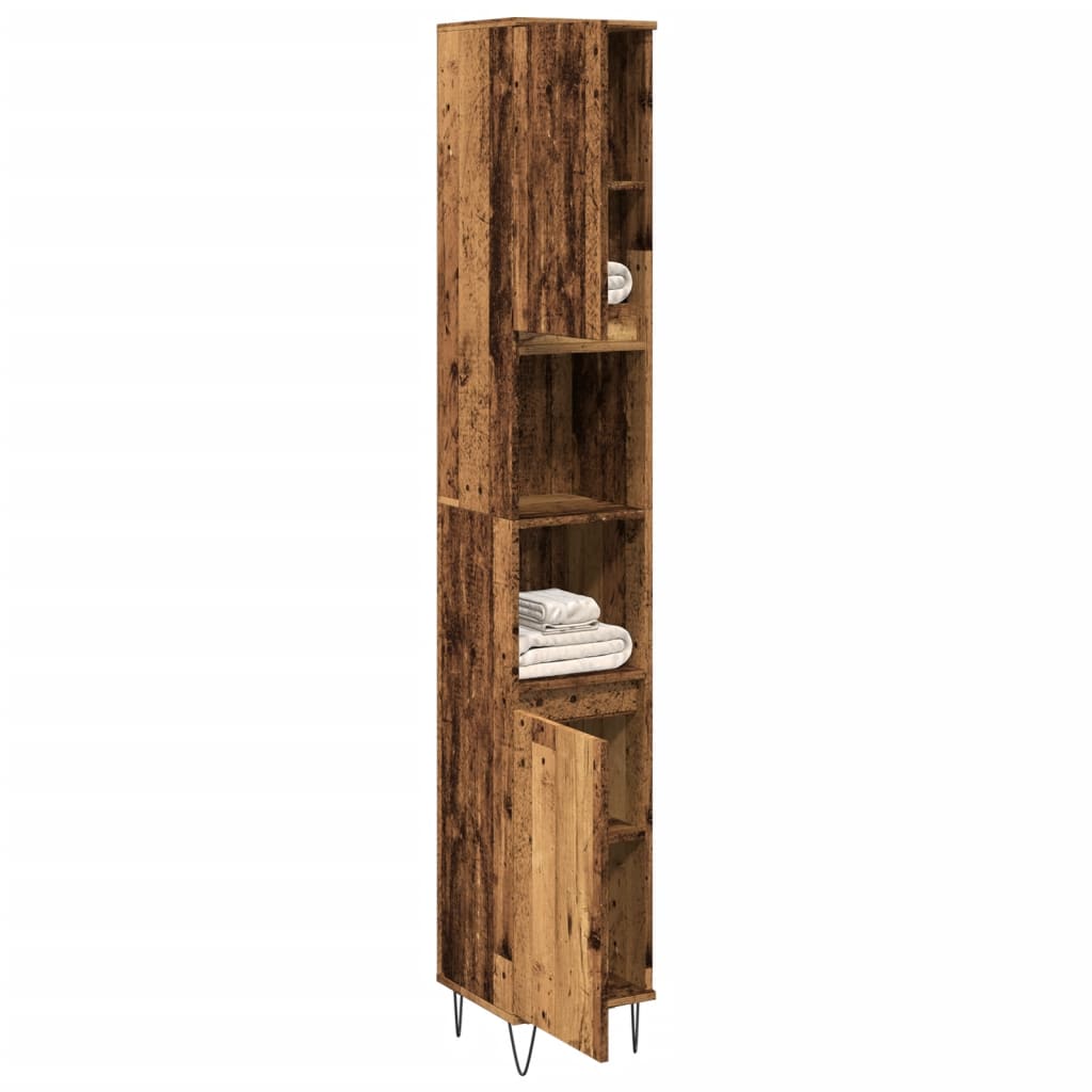 vidaXL Armoire de salle de bain vieux bois 30x30x190cm bois ingénierie