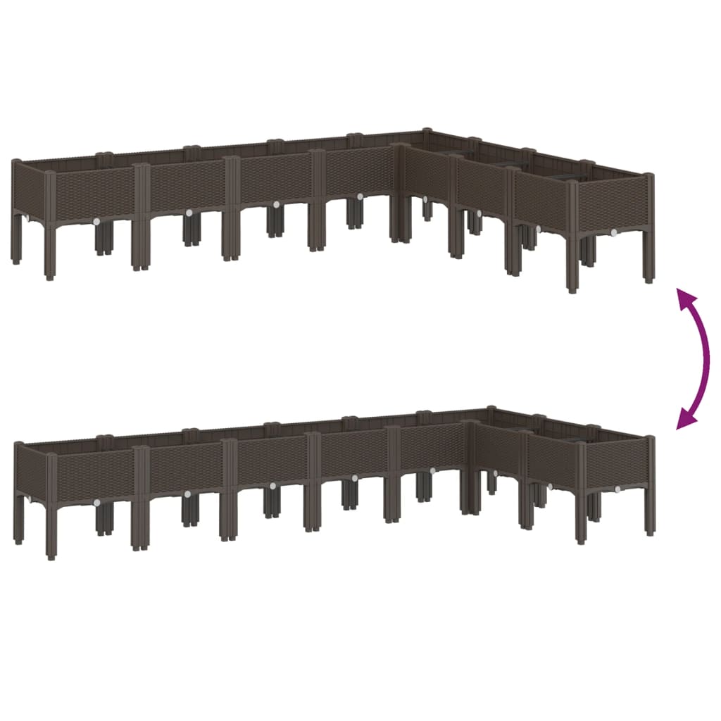 vidaXL Pflanzkasten mit Beinen Braun 200x160x42 cm PP - Image 6