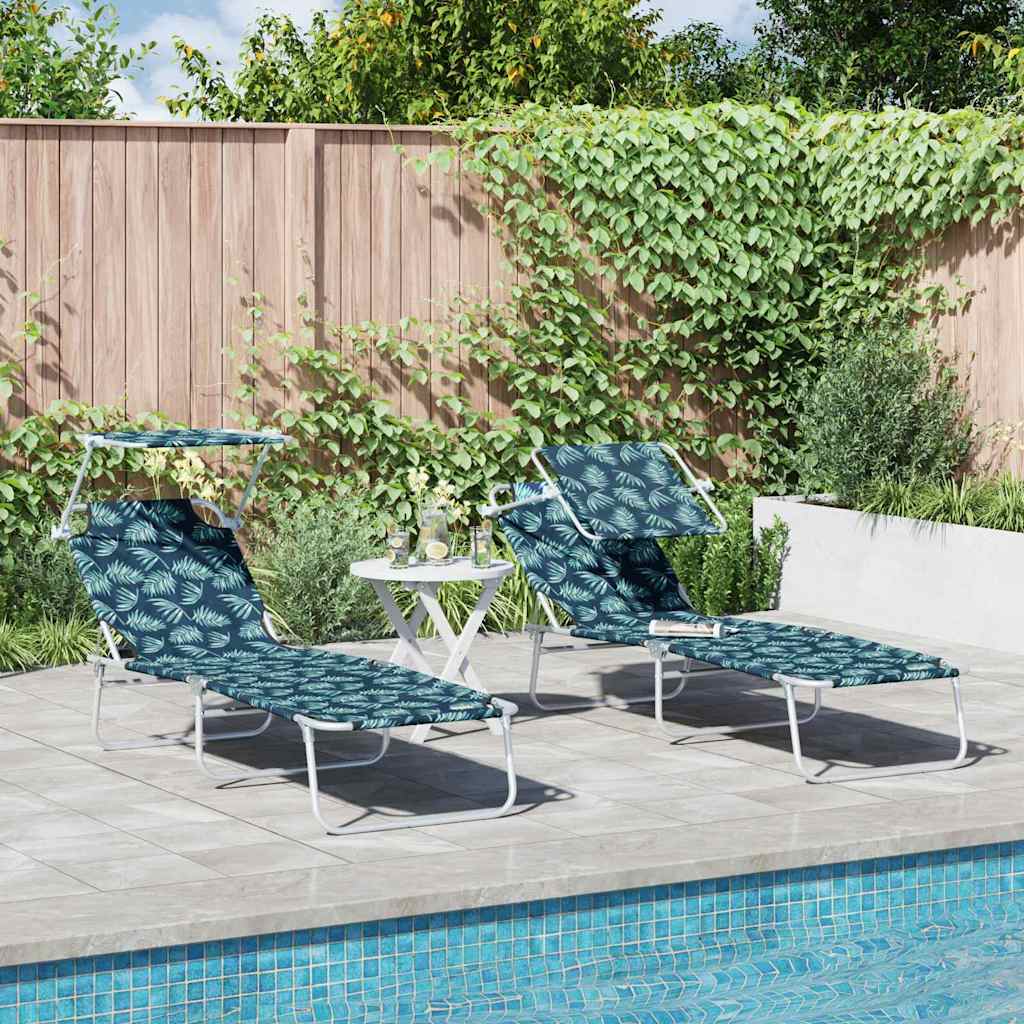 vidaXL Sonnenliege 2-Person 2 pcs Grün 58 x 188 x 77cm Stoff