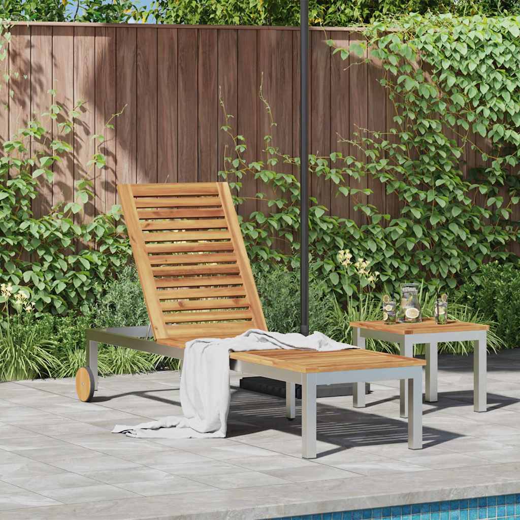 vidaXL Sonnenliege 1-Person Braun 207 x 58 x 35cm Massivholz Akazie