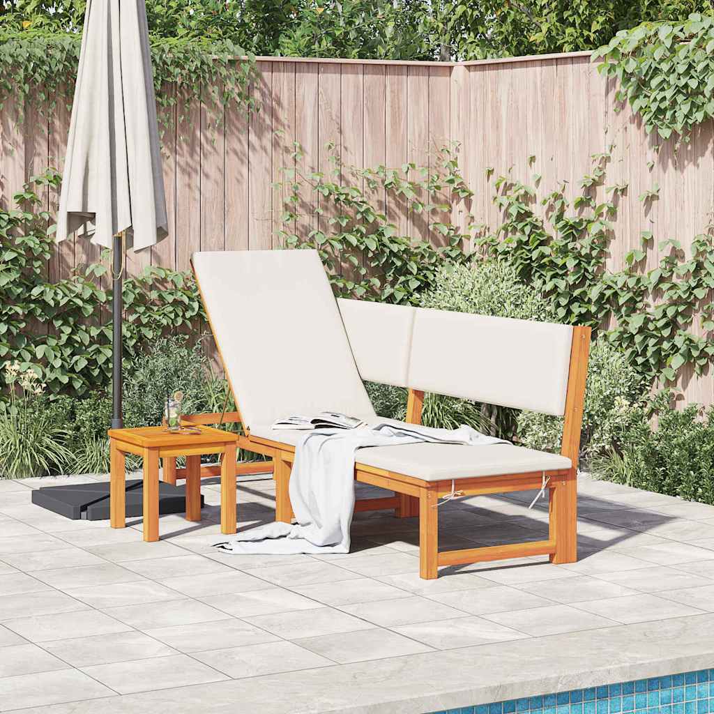 vidaXL Sonnenliege mit Kissen Braun 200 x 57 x 75cm Massivholz Akazie - Image 3