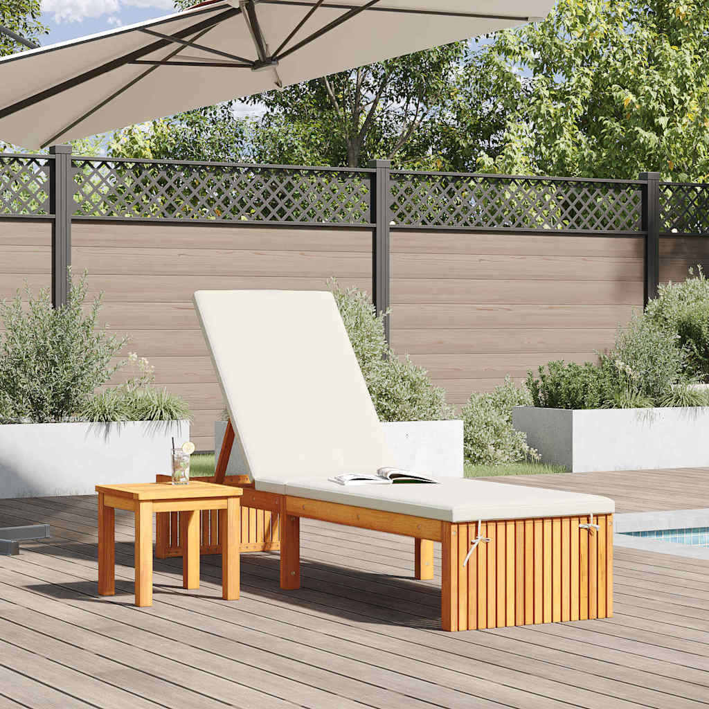 vidaXL Sonnenliege mit Kissen Braun 200 x 55 x 94cm Massivholz Akazie - Image 3