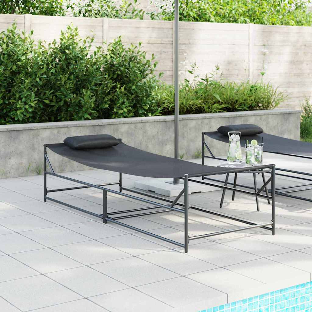 vidaXL Sonnenliege Anthrazit 200 x 74 x 73 cm Textilene und Stahl