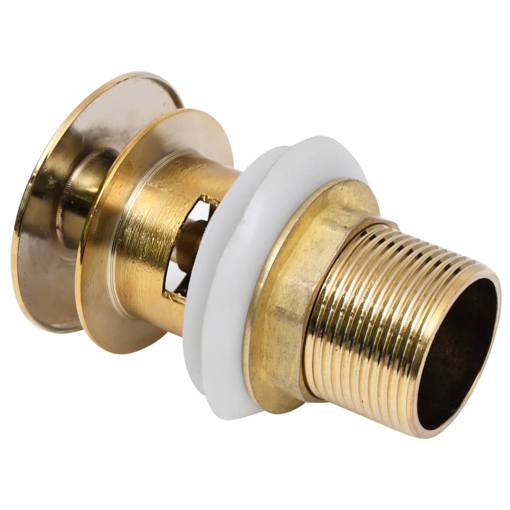 vidaXL Ablaufgarnitur mit Überlauf Golden 6,4x6,4x9,1 cm - Image 4