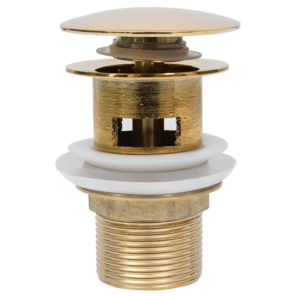 vidaXL Ablaufgarnitur mit Überlauf Golden 6,4x6,4x9,1 cm - Image 3