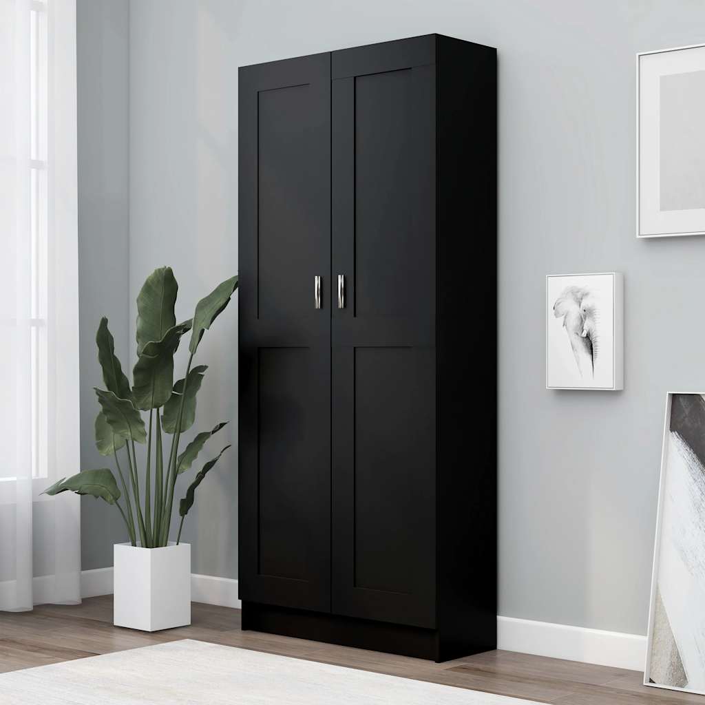 vidaXL Bücherschrank Schwarz 82,5x30,5x185,5 cm Holzwerkstoff