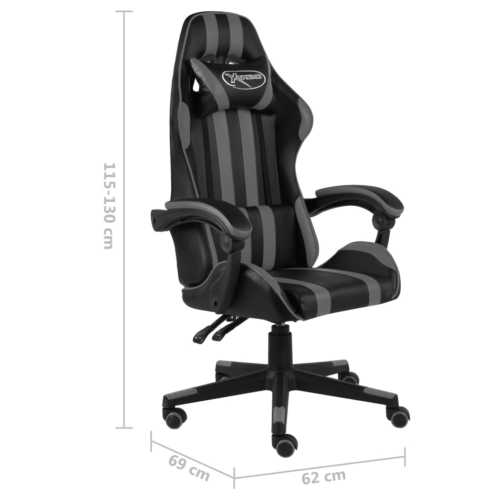 vidaXL Gaming-Stuhl Schwarz und Grau Kunstleder - Image 6