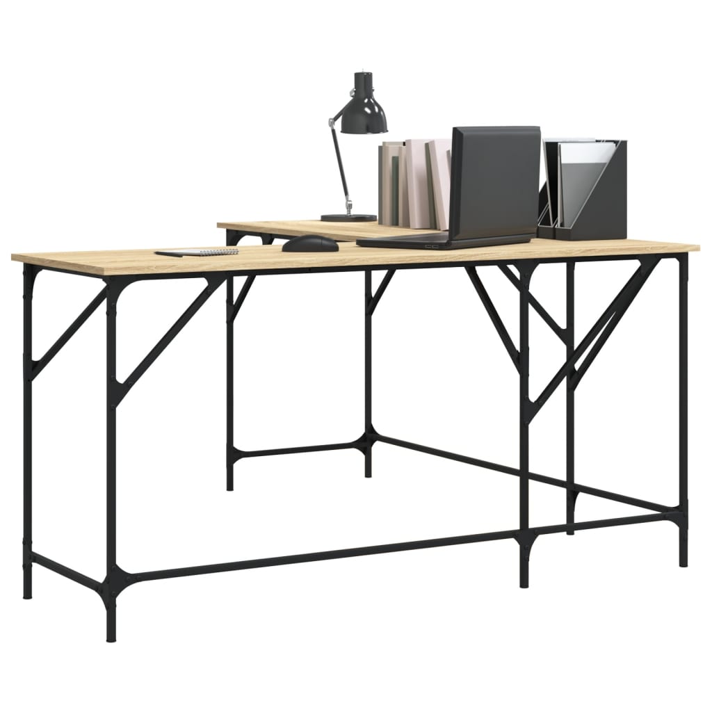 vidaXL Schreibtisch Sonoma-Eiche 149x149x75 cm Holzwerkstoff - Image 3