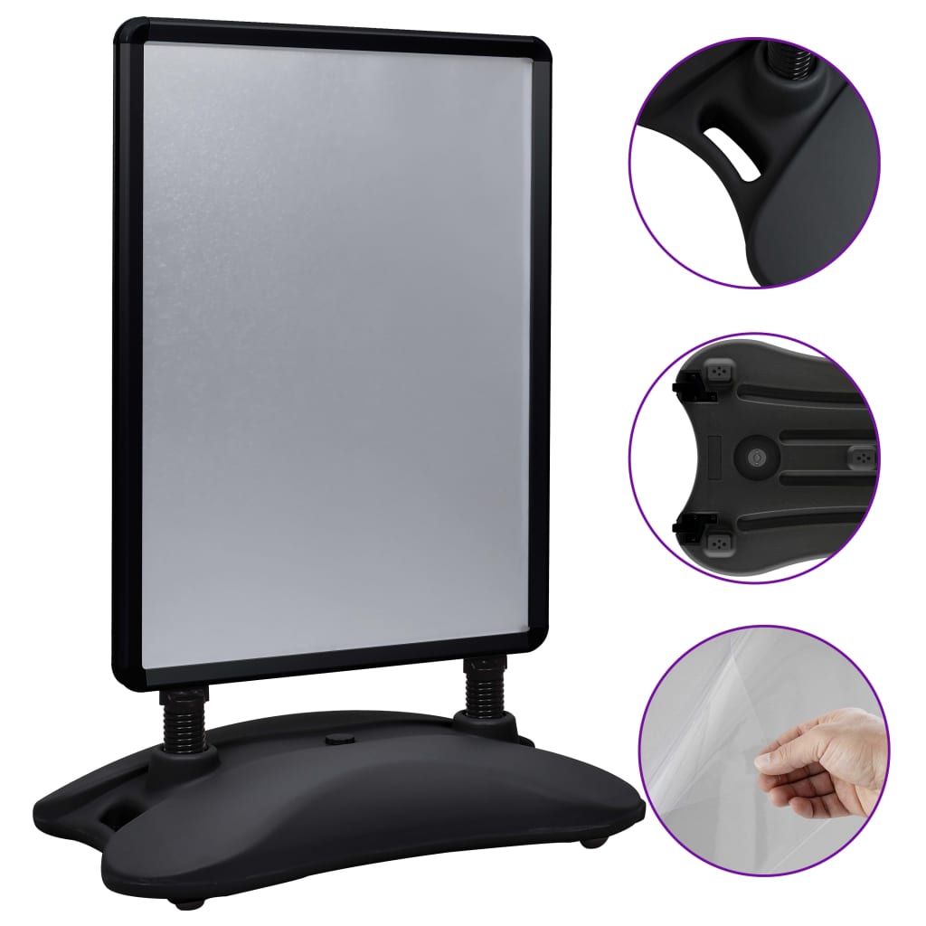 vidaXL A1-Plakatständer Wasserbefüllbar Schwarz Aluminiumlegierung - Image 4