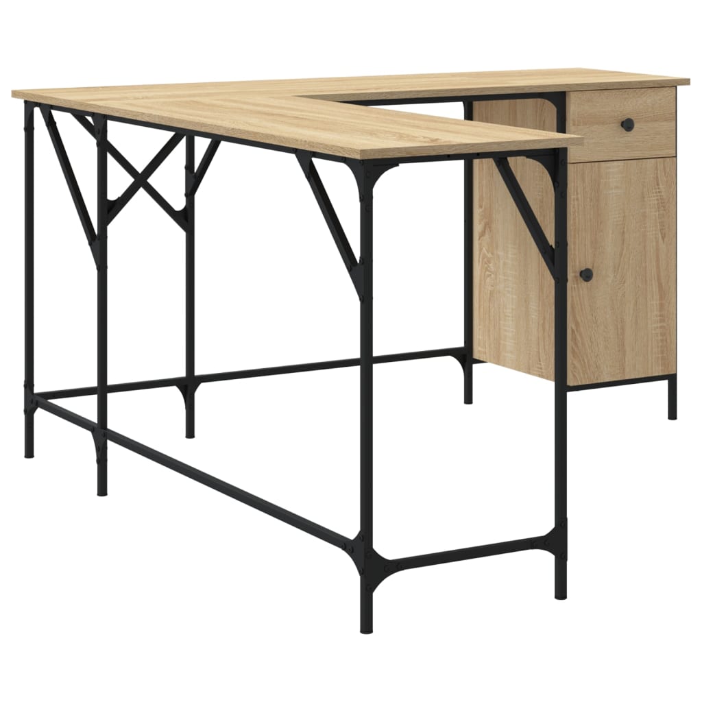 vidaXL Schreibtisch Sonoma-Eiche 141x141x75 cm Holzwerkstoff - Image 6