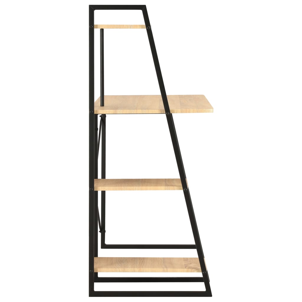 vidaXL Schreibtisch mit Regaleinheit Schwarz und Eiche 102×50×117 cm - Image 3