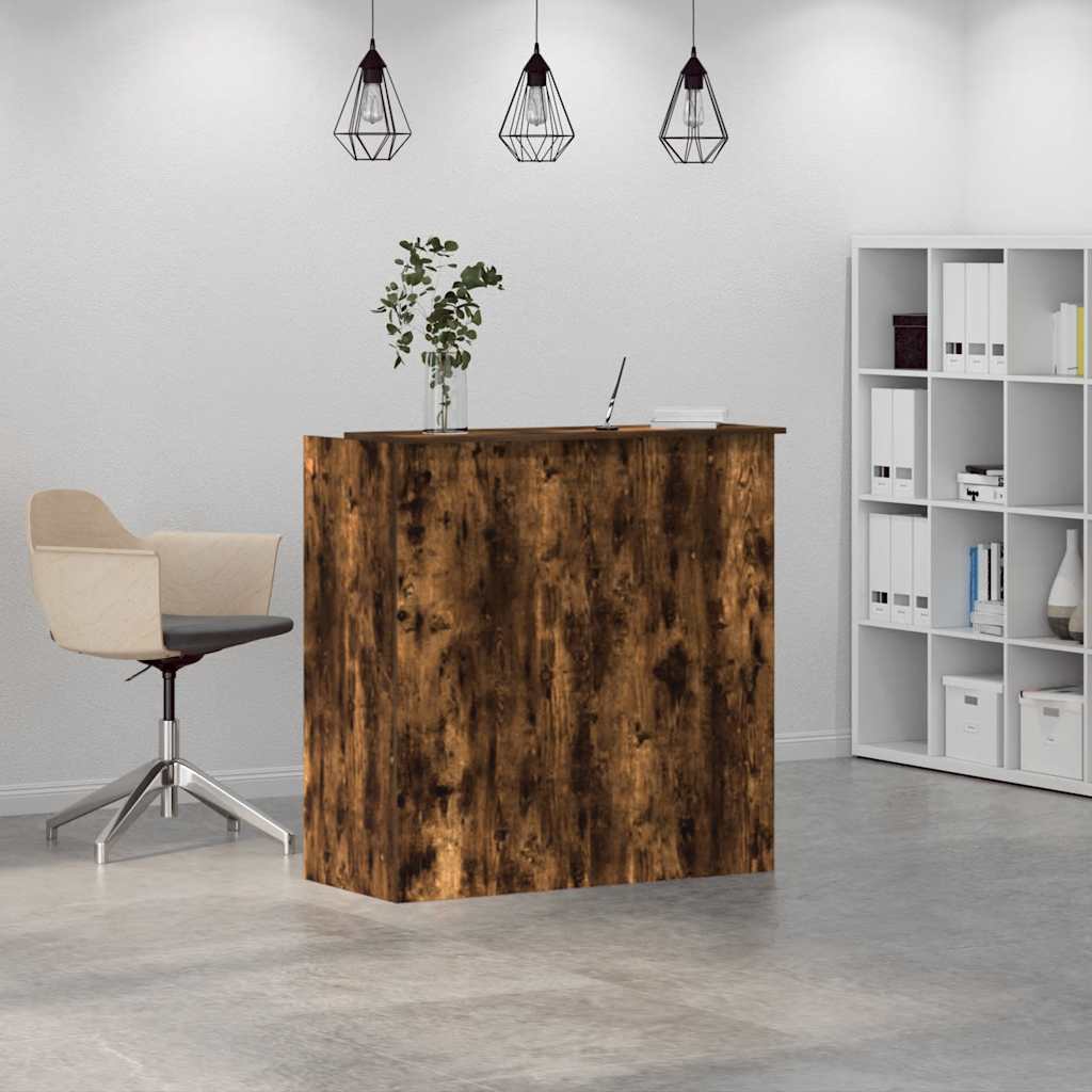 vidaXL Empfangstheke Räuchereiche 100x50x103,5 cm Holzwerkstoff - Image 4
