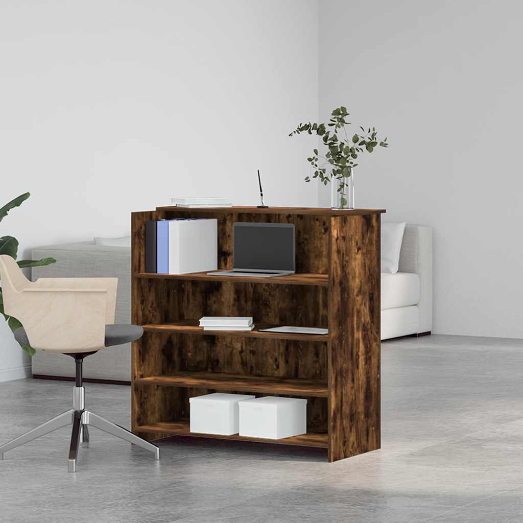 vidaXL Empfangstheke Räuchereiche 100x50x103,5 cm Holzwerkstoff - Image 3