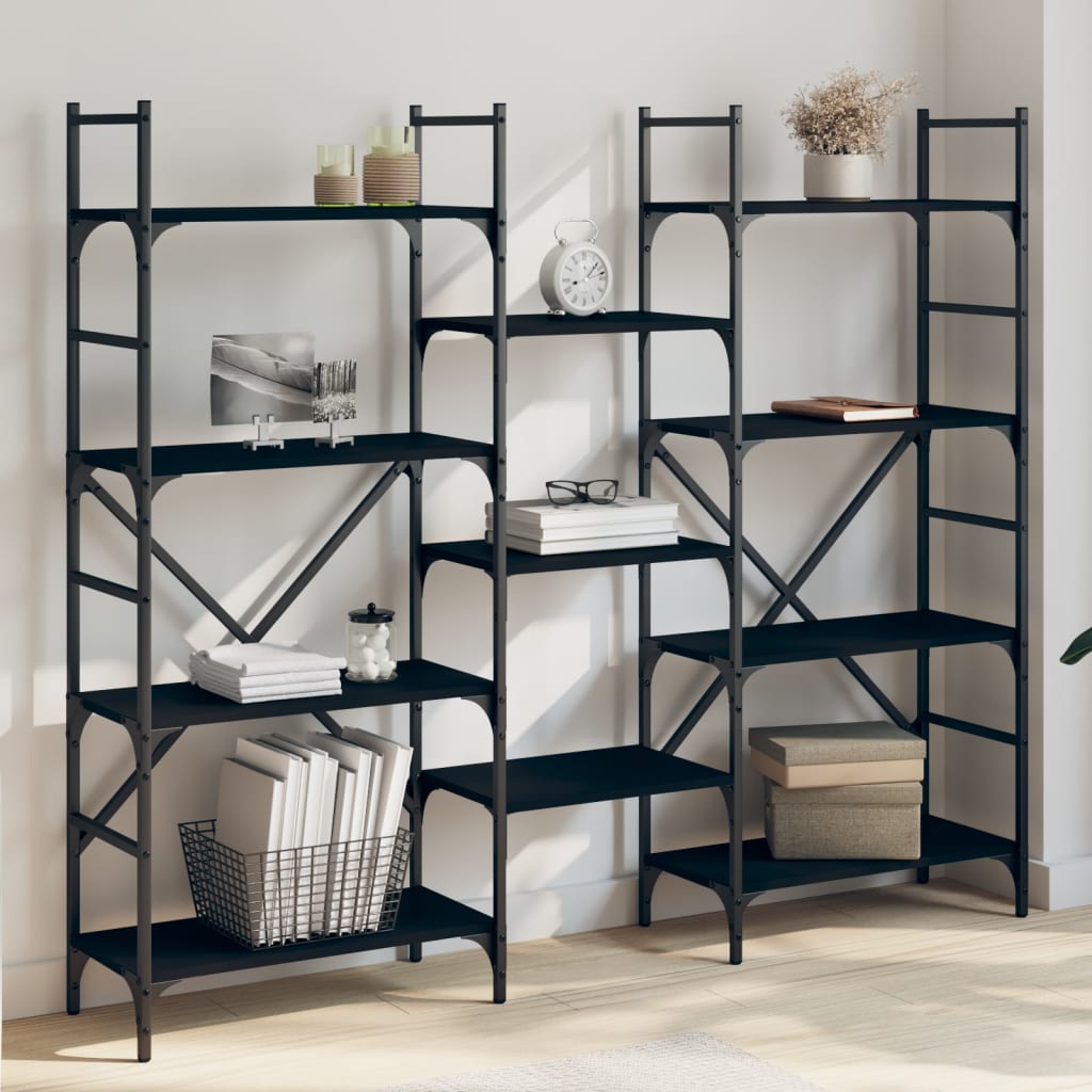 vidaXL Bücherregal Schwarz 160x28,5x136,5 cm Holzwerkstoff