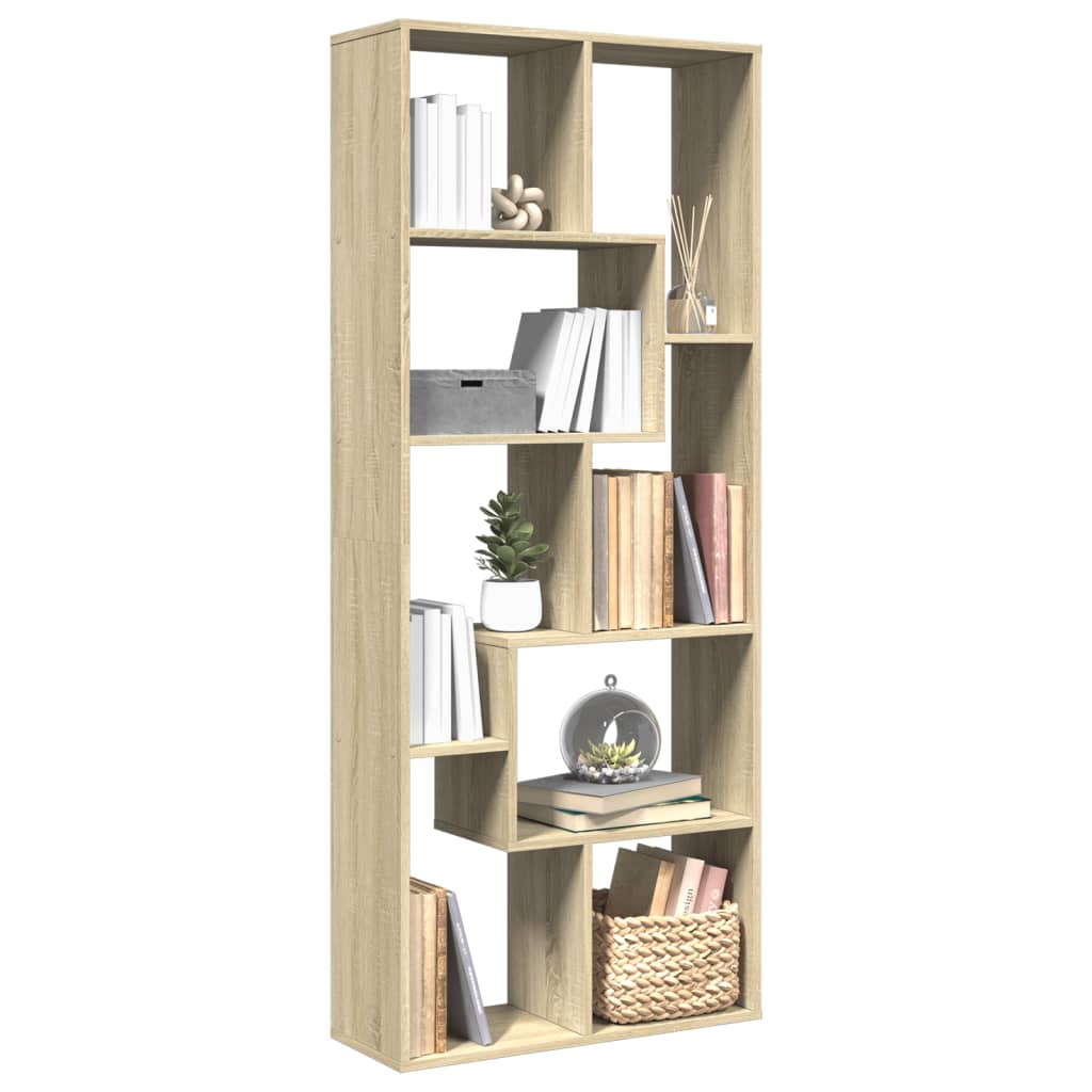 vidaXL Raumteiler-Bücherregal Sonoma-Eiche 67x25x161,5cm Holzwerkstoff
