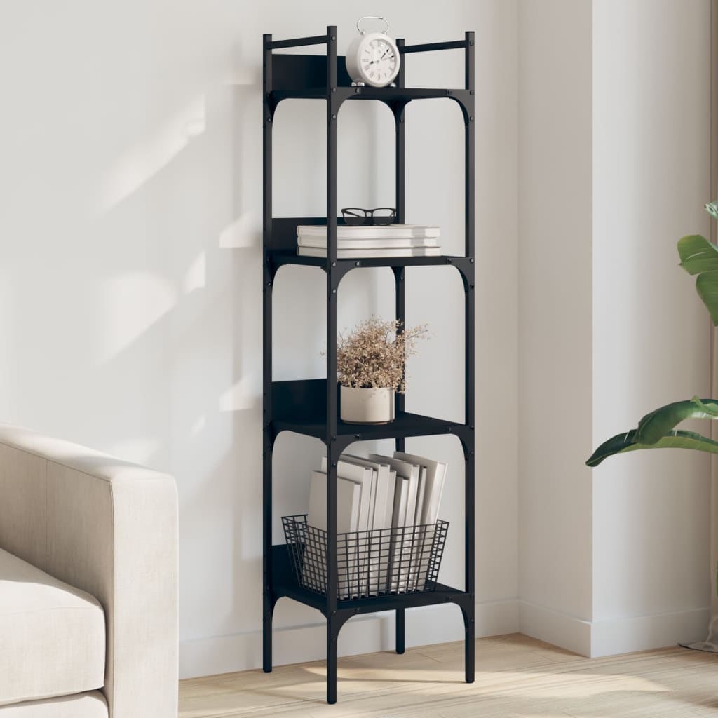 vidaXL Bücherregal 4 Böden Schwarz 35x30x138,5 cm Holzwerkstoff