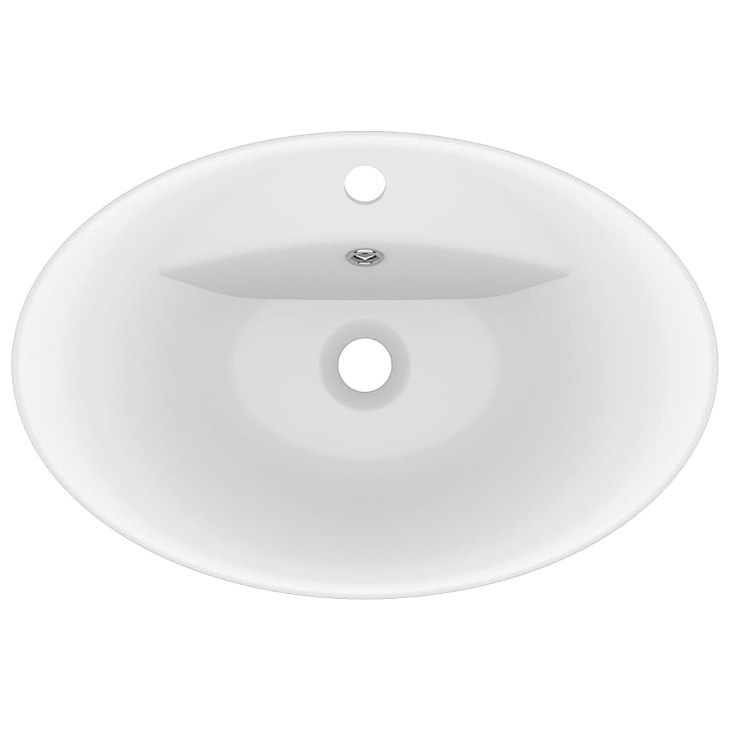 vidaXL Luxus-Waschbecken Überlauf Oval Matt-Weiß 58,5x39 cm Keramik - Image 4