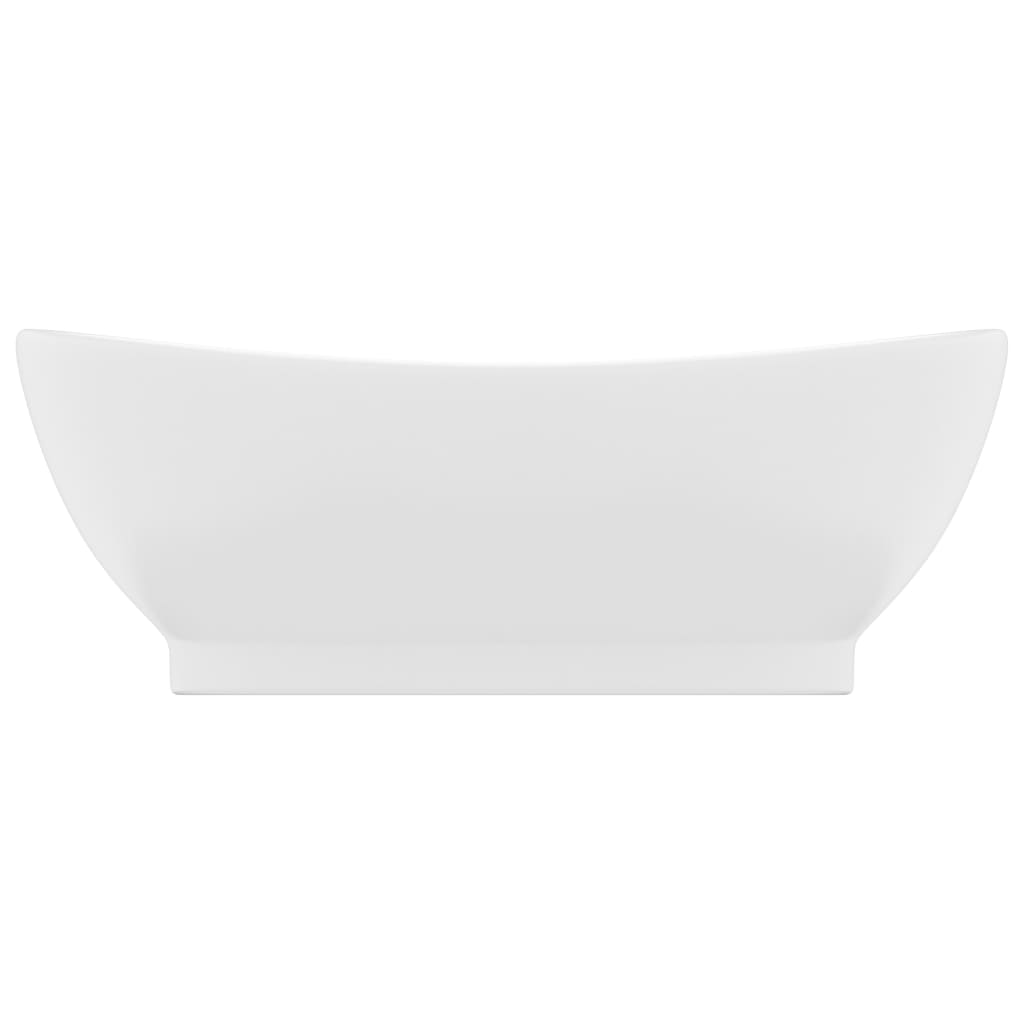 vidaXL Luxus-Waschbecken Überlauf Oval Matt-Weiß 58,5x39 cm Keramik - Image 3