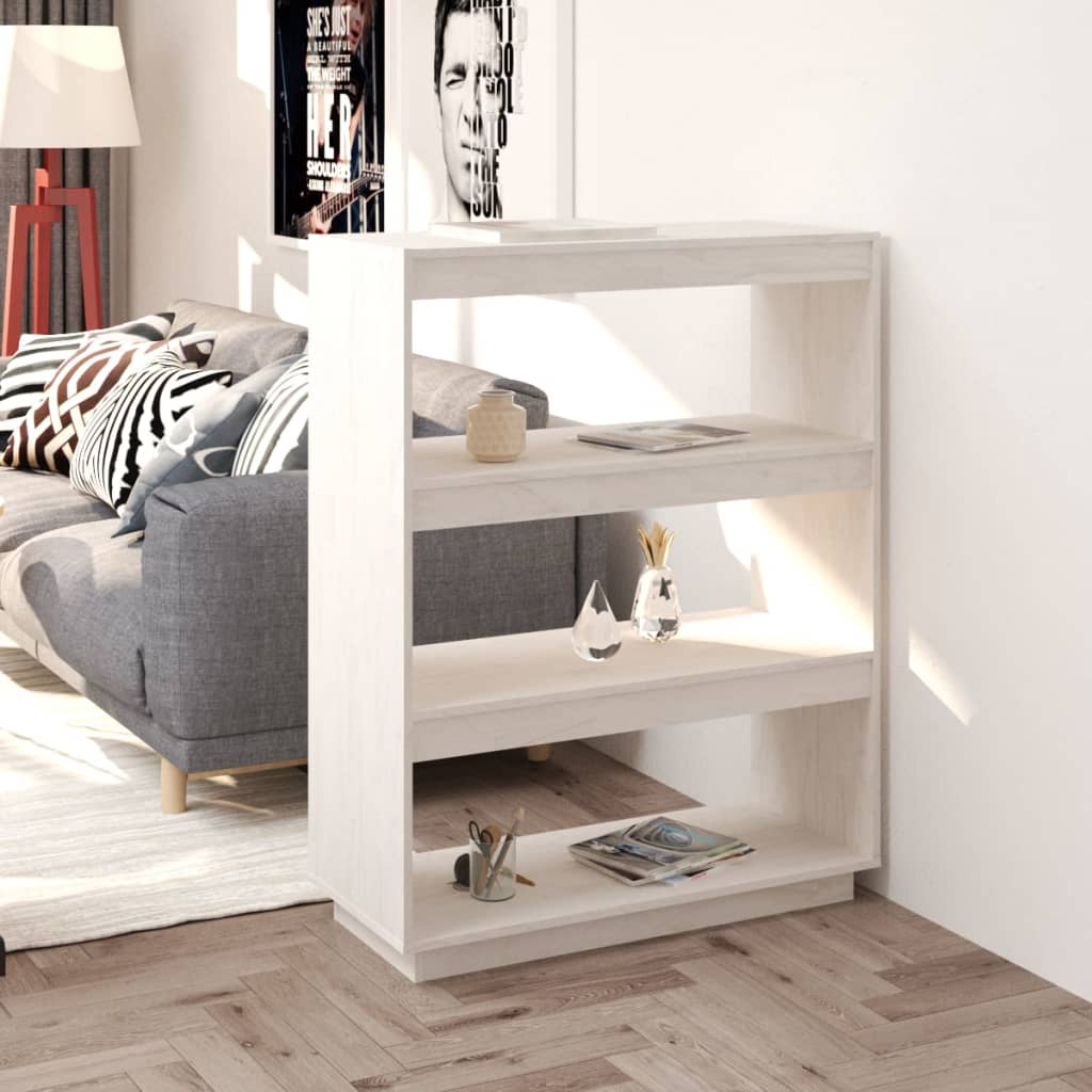 vidaXL Bücherregal/Raumteiler Weiß 80x35x103 cm Massivholz Kiefer