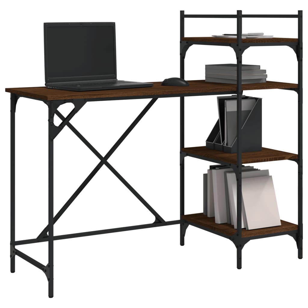 vidaXL Computertisch mit Regal Braun Eiche-Optik 120x47x109 cm - Image 3