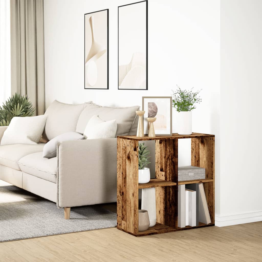 vidaXL Raumteiler-Bücherregal Altholz-Optik 69,5x29x69,5 cm - Image 4