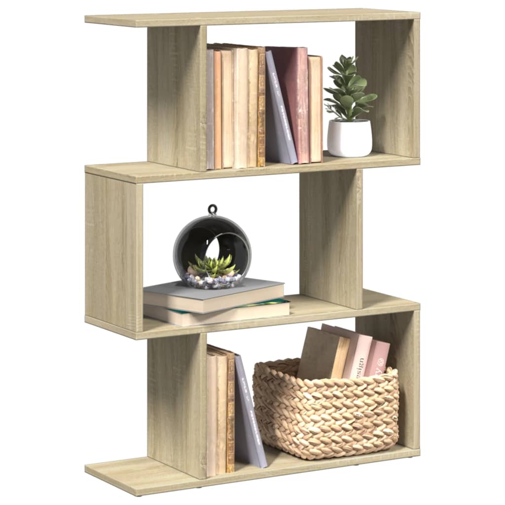 vidaXL Raumteiler-Bücherregal 3 Fächer Sonoma-Eiche 70x24x97 cm