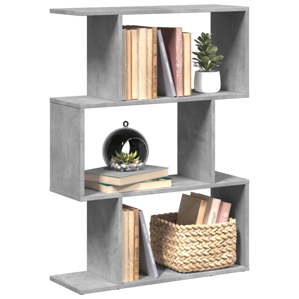 vidaXL Raumteiler-Bücherregal 3 Fächer Betongrau 70x24x97 cm