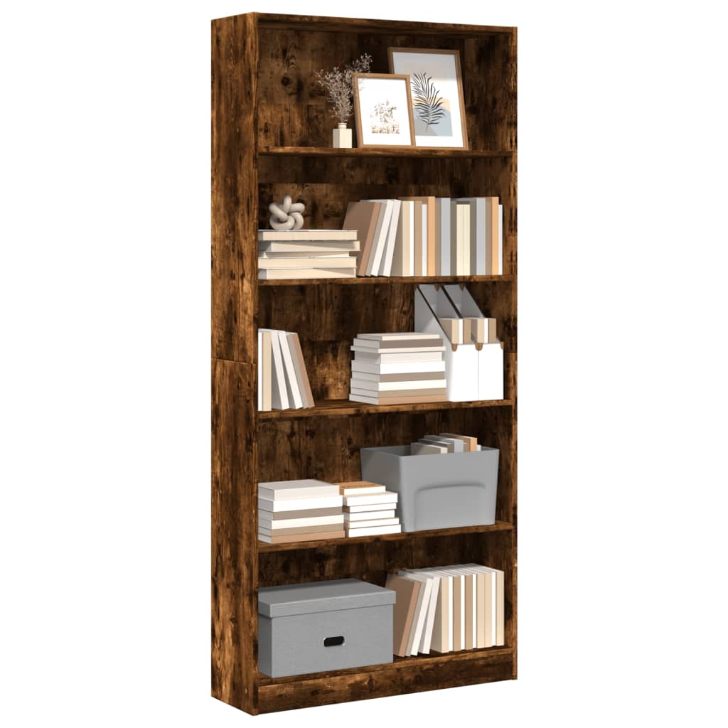 vidaXL Bücherregal Räuchereiche 80x24x176 cm Holzwerkstoff