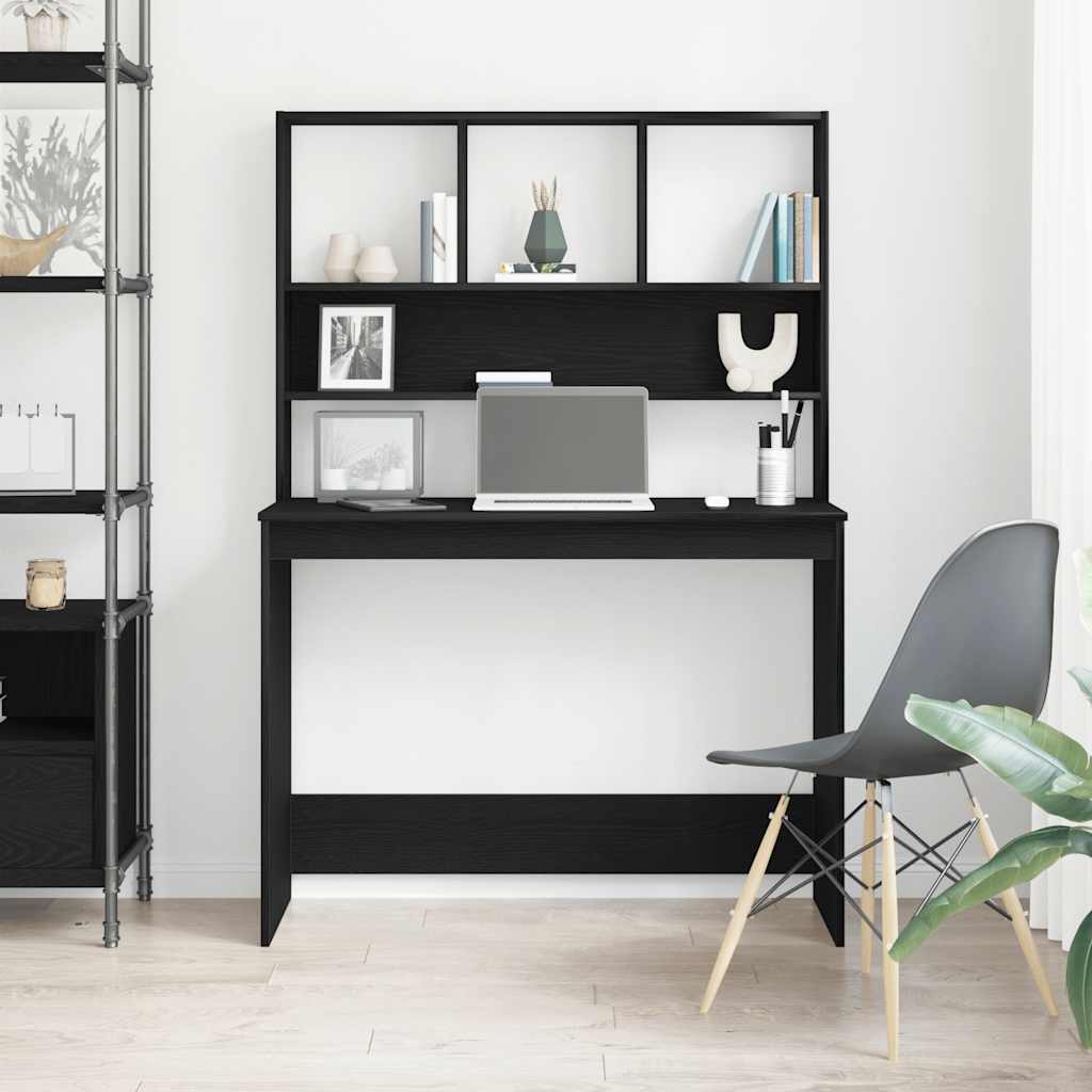 vidaXL Schreibtisch mit Regalen Schwarz Eichen-Optik 102x45x148 cm - Image 3