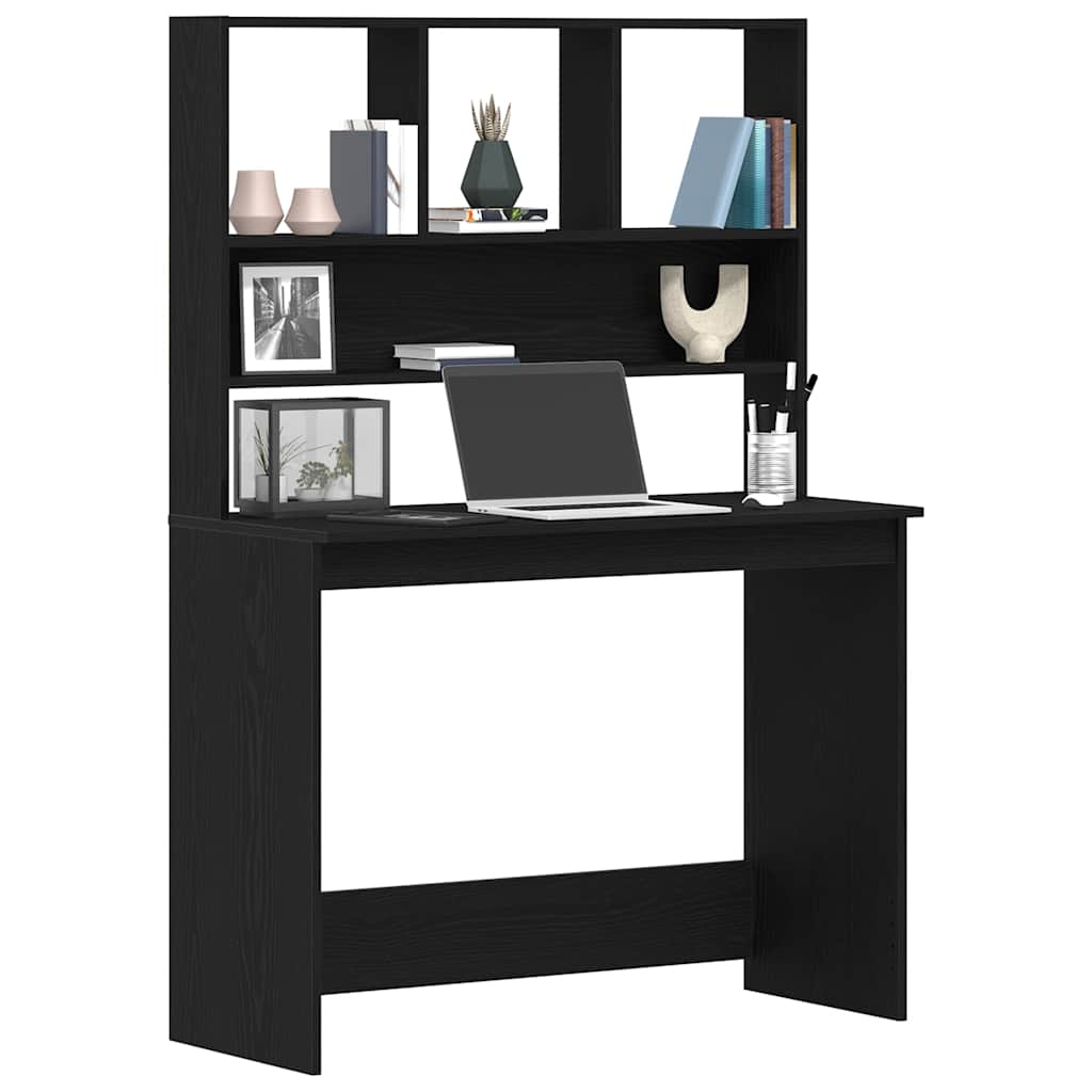 vidaXL Schreibtisch mit Regalen Schwarz Eichen-Optik 102x45x148 cm - Image 4