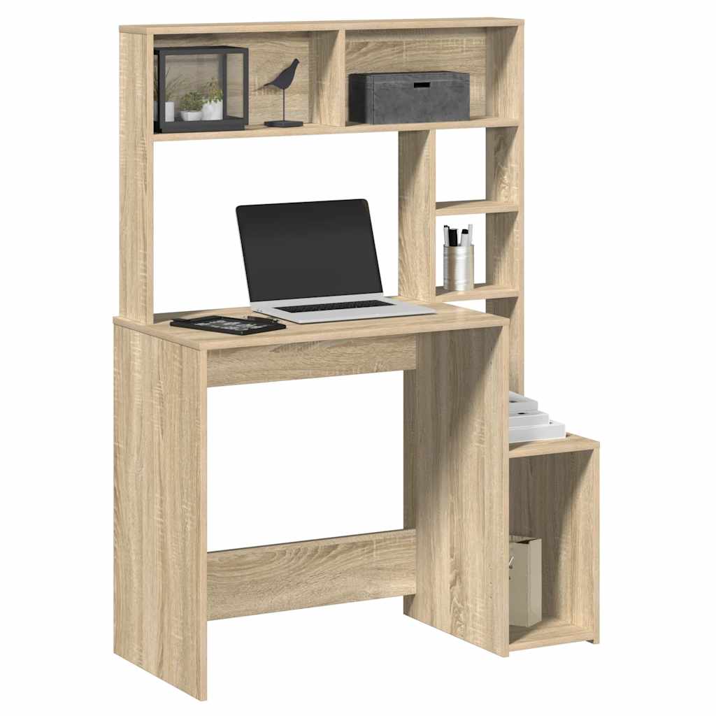 vidaXL Schreibtisch mit Regal Sonoma-Eiche 100x45x140 cm Holzwerkstoff