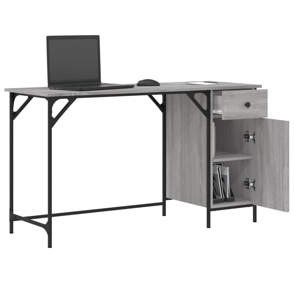 vidaXL Computertisch Grau Sonoma 131x48x75 cm Holzwerkstoff - Image 4