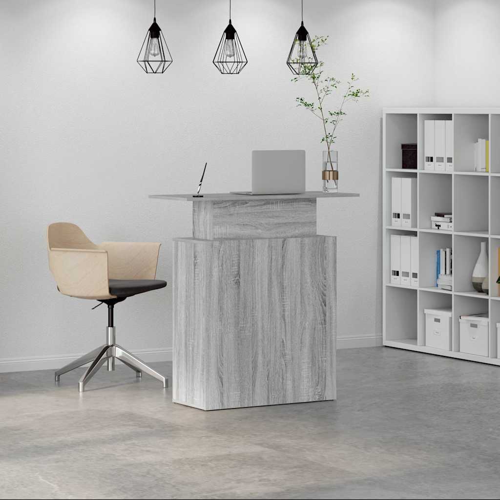 vidaXL Empfangstheke Grau Sonoma 100x40x104 cm Holzwerkstoff - Image 3